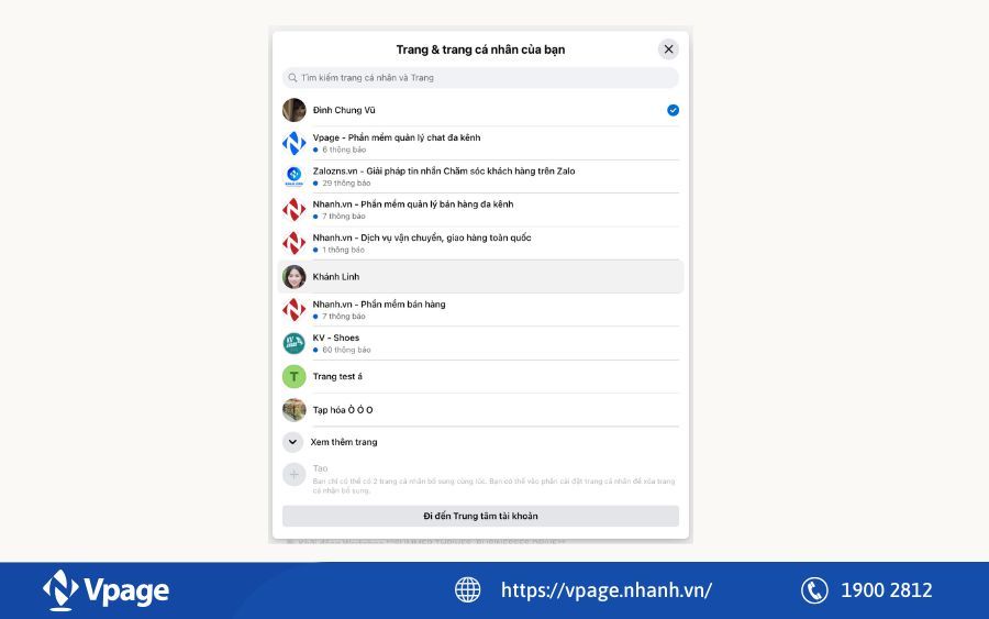 Bán hàng với nhiều fanpage trên Facebook